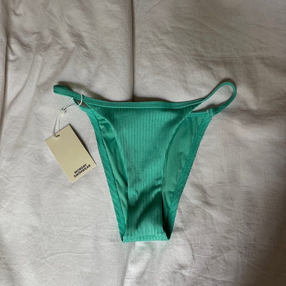 Monday Swimwear Kauai Bottom - Turquoise Wide Rib
